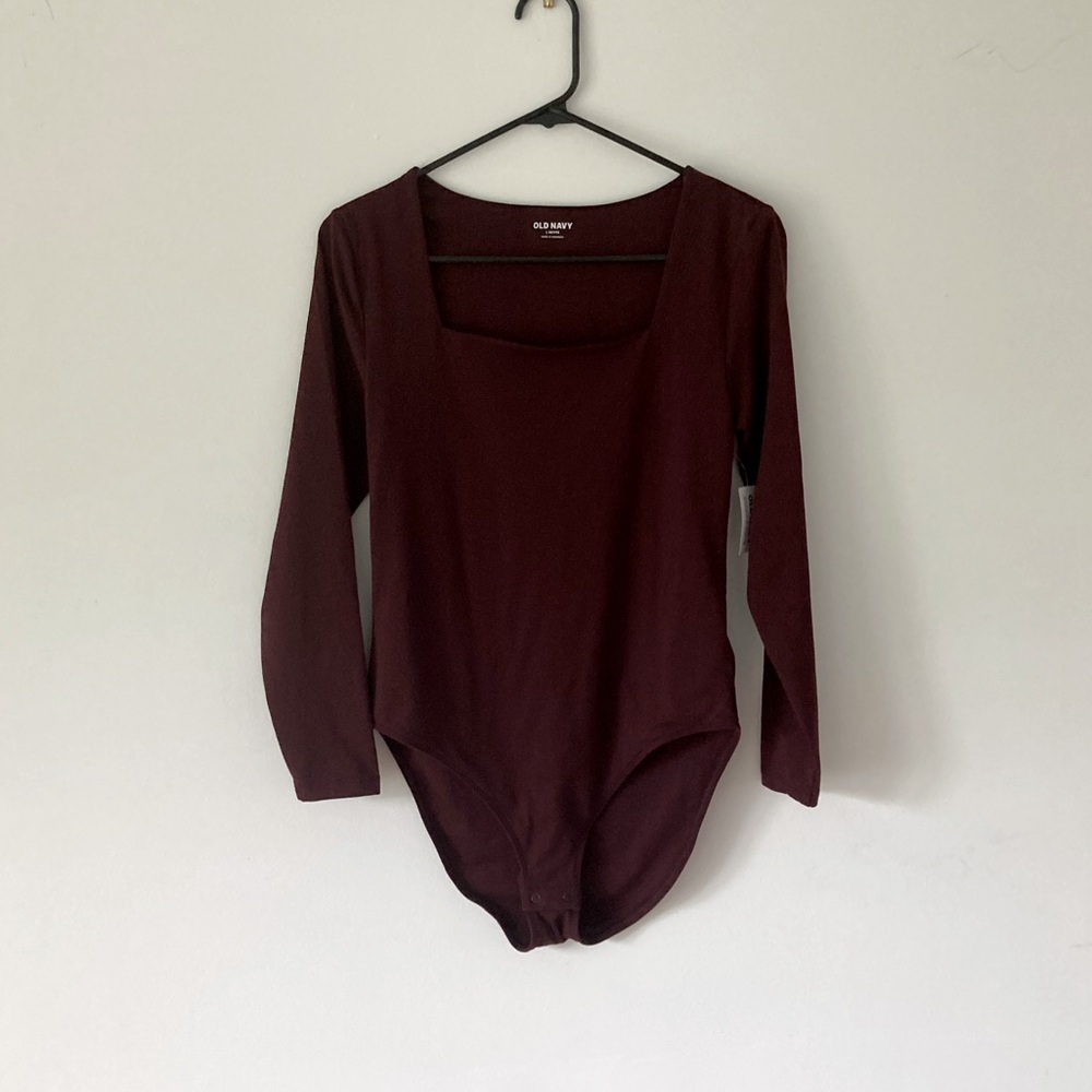 NEW Old Navy Burgundy Long Sleeve Bodysuit Petite Large